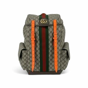 Gucci Men's Backpack in Gray with Orange Straps